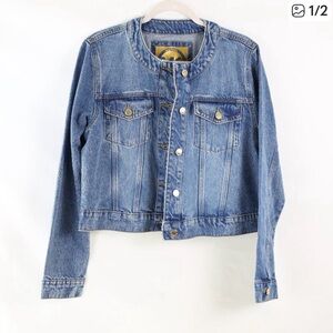 Michael Kors Denim Jacket with Gold Buttons- Collarless